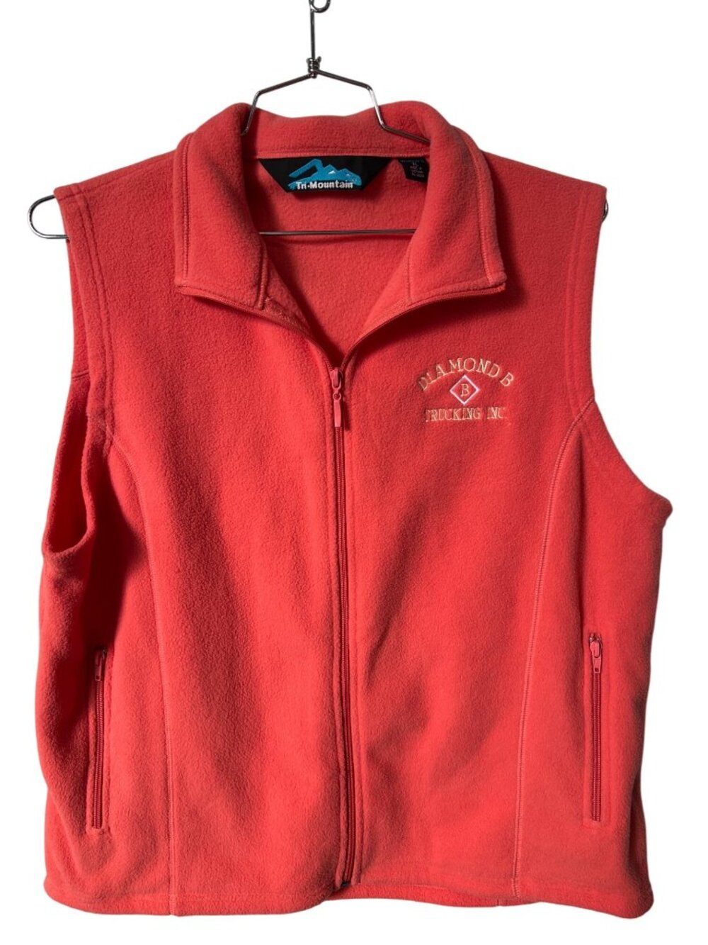 Tri Mountain Fleece Vest XL Full Zip Sleeveless Coral Poly Gorpcore Outdoorsy